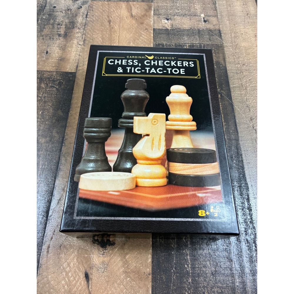 Cardinal Classics 3-in-1 Game Set Chess Checkers Tic-Tac-Toe‎ Folding Board